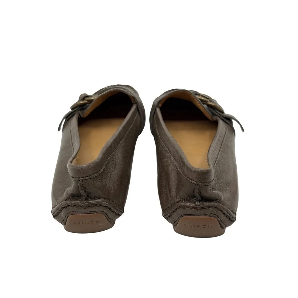 Coach‎ Avril Brown Leather Driving Loafers Brass Buckle Flats Womens Slip On 9B